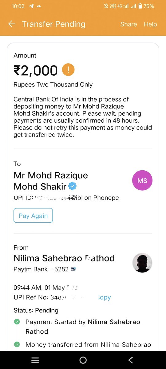 Airdrop_Hunt1's tweet photo. Please My payment process this time to argently Process my payment #paytm #paytmkaro #paytmcoustomer #paytmcare #paytmhelp https://t.co/AwULnFxB48