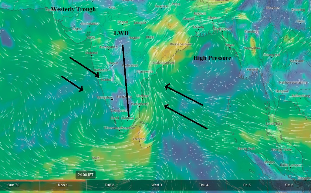 praddy06's tweet photo. Conditions are too perfect for 4 days of widespread rains is expect in Tamil Nadu with West meets East (WME) rains (LWD).

Detailed post in Q&amp;A style - https://t.co/pi5i6yPUQZ https://t.co/NnSIYm8HZD