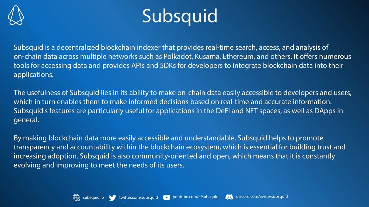 haritomas's tweet photo. Check out the latest infographic on the benefits of @Subsquid! Real-time access to on-chain data has never been easier with #SubsquidNetwork. Don't miss out on the possibilities of $SQD! https://t.co/3aIPtN84Fg