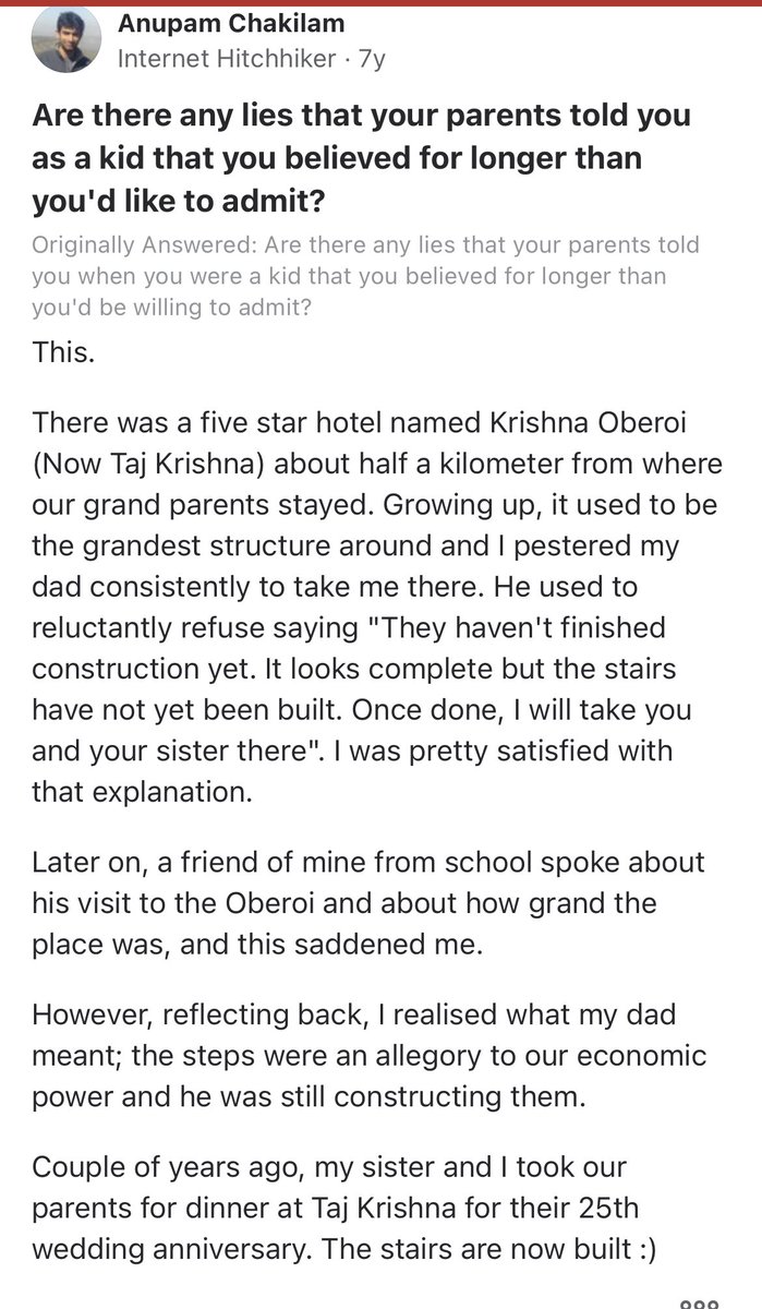 This post by an ex office colleague remains one of my favourite Quora answers as it sums up journey of many of my generation kids who uplifted their families from lower and middle class backgrounds.