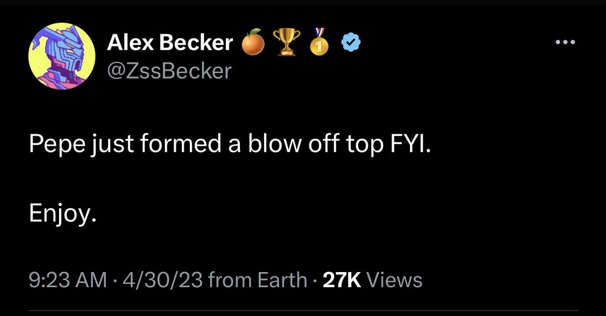 pepe_cope's tweet photo. Pepe just formed a blow off top FYI. 

Enjoy. https://t.co/lFVQ7rGoy8