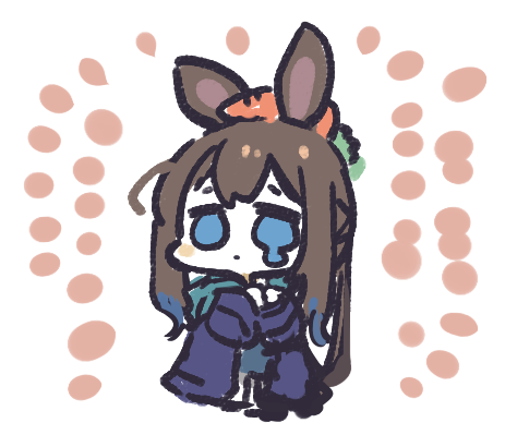 amiya (arknights) 1girl solo animal ears rabbit ears blue eyes brown hair chibi  illustration images