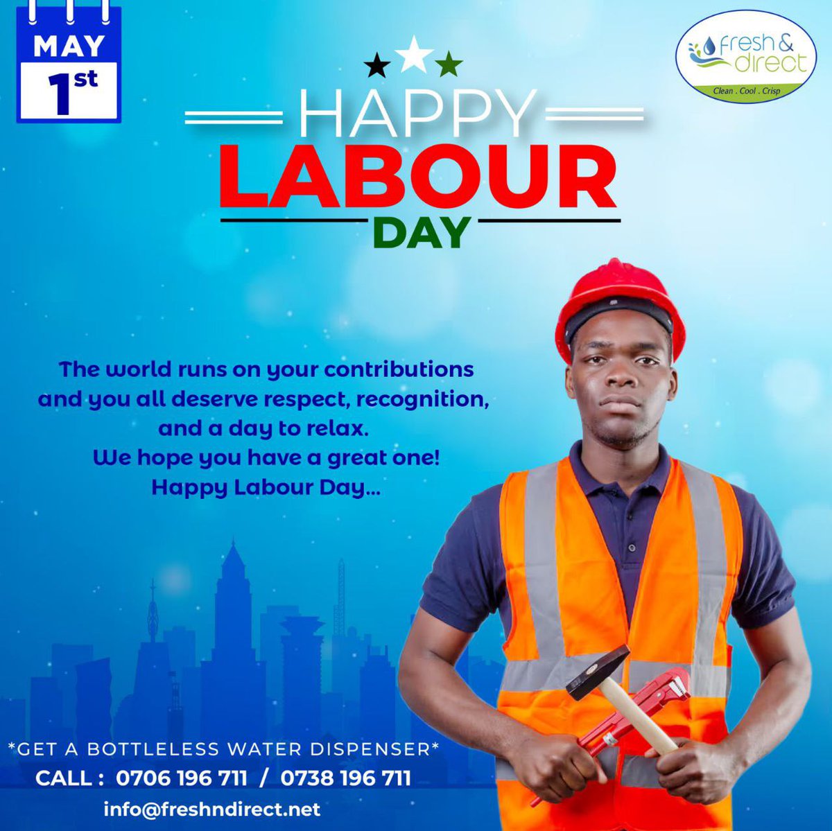 FreshnDirectKe's tweet photo. Feel appreciated this Labour Day.

We celebrate with you.
.
.
.
.
.
#happylabourday https://t.co/lZnZMQIyzK
