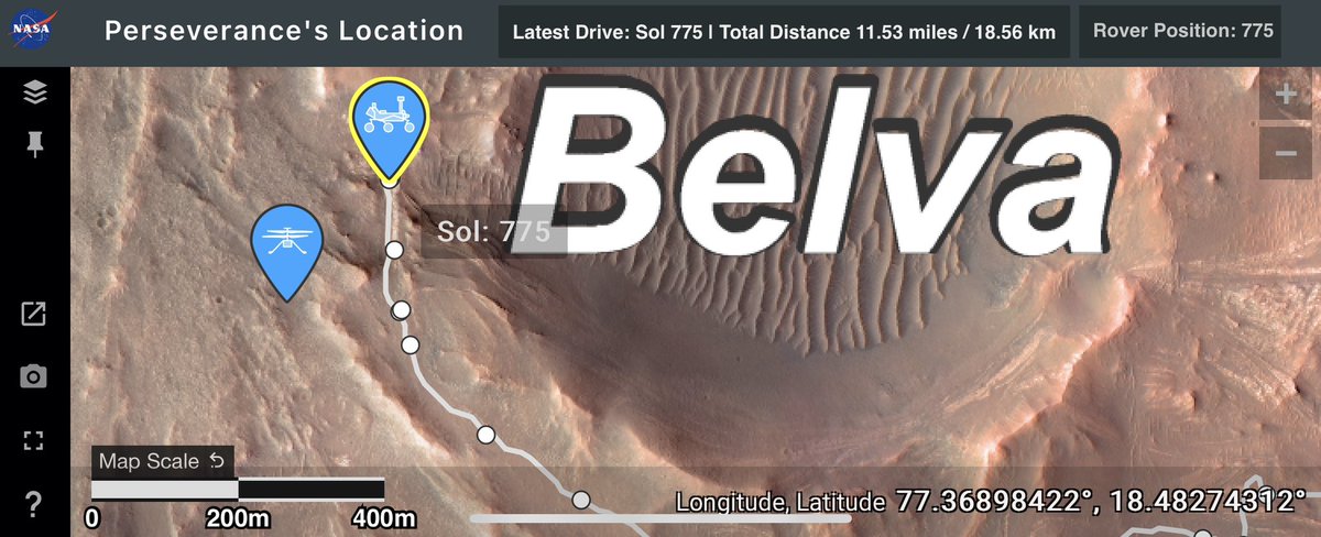 onlybeci's tweet image. #PerseveranceRover culminated Week 115 on Sol 779 (29, April 2023) with an approx. total of 110 meters in length, remaining with an approx. 3,910 meters to go. 👽

#SpaceHour
#Mars

Map:mars.nasa.gov/maps/location/…
Raw Images: mars.nasa.gov/mars2020/multi…
Samples:mars.nasa.gov/mars-rock-samp…
