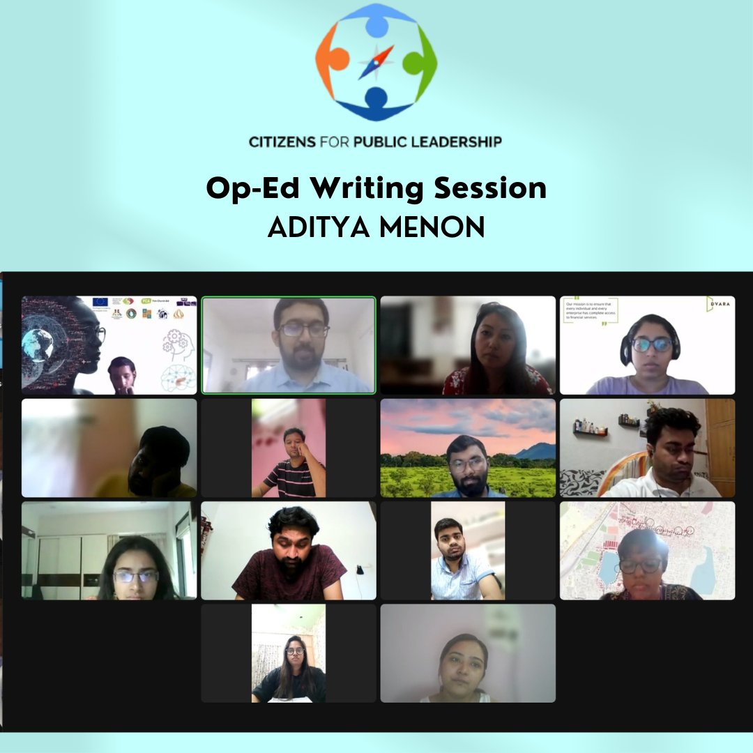 CPLFellows's tweet photo. It was a delight having @AdityaMenon22 conduct an Op-Ed Writing session with #CPLFellows. The session gave the Fellows an insight into the writing world, and how they can convey their thoughts effectively!

#cpl #writing #oped #fellowship https://t.co/RrQ4UoMIT0