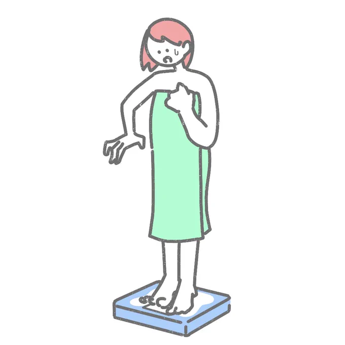 PMSで体重増加する女性    femtech-illustration.com/21-… #フェムテック #フェムテックイラスト