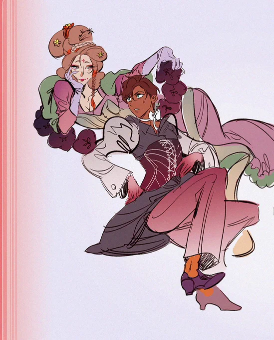 yue and arah in drag-inspired costumes :^)