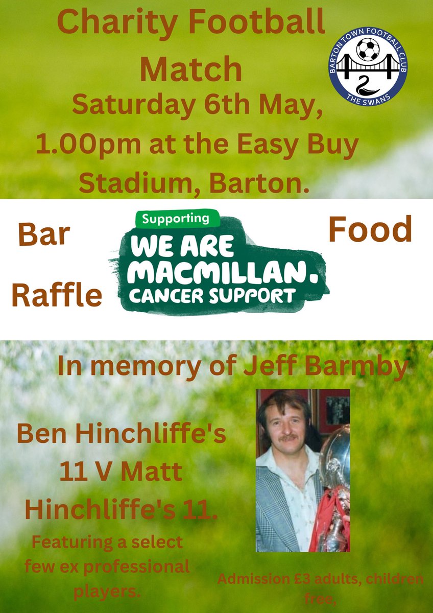 DBarmby's tweet photo. Not long to go…please come and show your support. My Dad selflessly gave so much  of his time to help others, raised thousands of pounds for local charities and supported so many people with their footballing careers.
Let’s raise lots of money for this worthy cause!💕 https://t.co/tVa1o91MPd