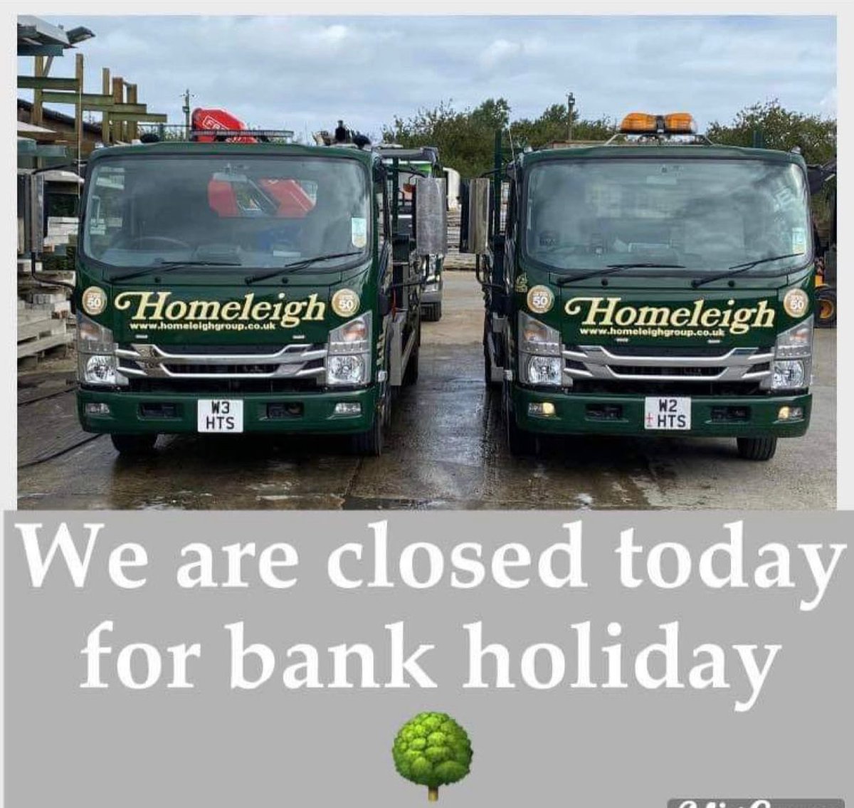 HomeleighTimber's tweet photo. 🌳 Were closed today for bank holiday 🌳

⭐️ Back open tomorrow normal hours ⭐️

☎️ 01233 850075 - 01622 791111 - 01580 892733 - 01580 892037 ☎️ https://t.co/TZw0ZIVb0C