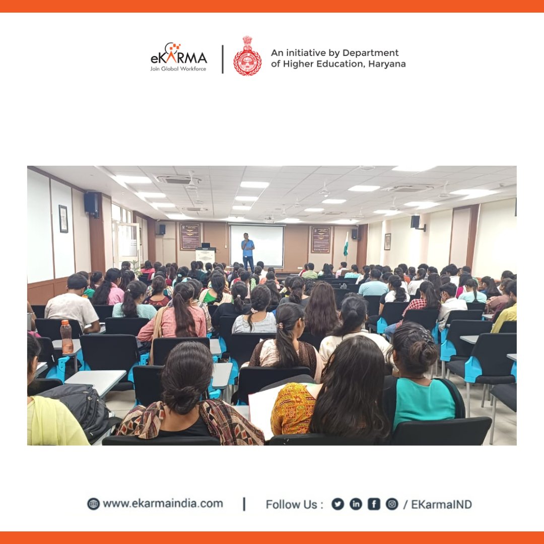 EKarmaIND's tweet photo. #TeamEKarma was honored to organize an enlightening session on digital skills and the incredible benefits of the #EKarmaprogram at #ChaudharyBansiLalUniversity, #Bhiwani. We're thrilled to help budding freelancers unlock their potential and achieve success in the digital world. https://t.co/KI9cttcDrw