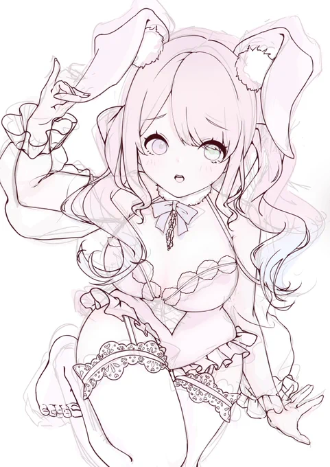 バニールーナちゃん 線画 #ルーナート #バニーガール #wip