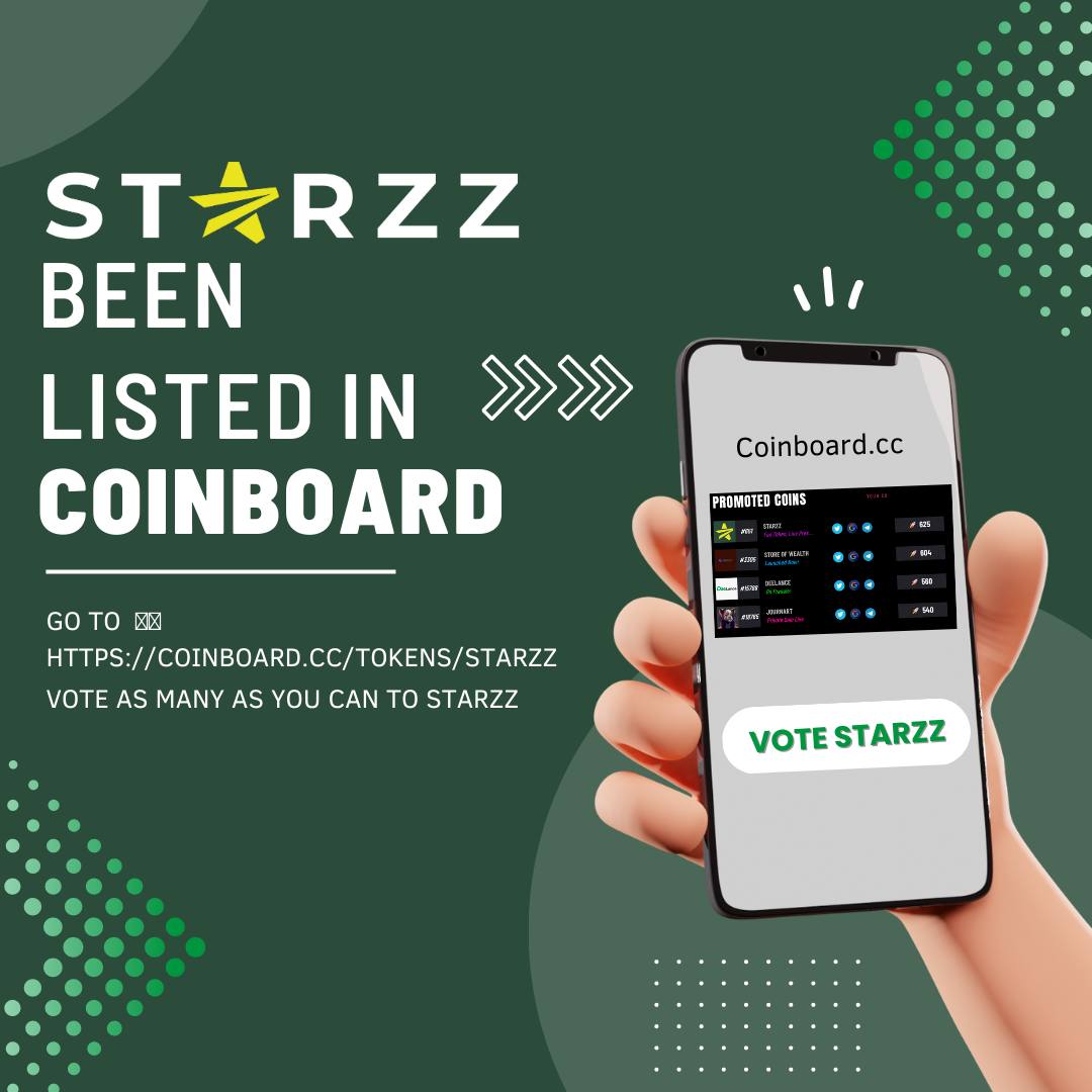 StarzzToken's tweet photo. STARZZ been listed to Coinboard🌟

Let’s make STARZZ be on top of all coin listed in https://t.co/5a8yiWTkPn

How to vote?
Simply go to https://t.co/q1gselP6Oi
Then, click “VOTE” right side of STARZZ profile ✅

Don’t hesitate to ask questions if you have inquiries☺️

VOTE NOW❗️ https://t.co/VtRk5QcM9Q