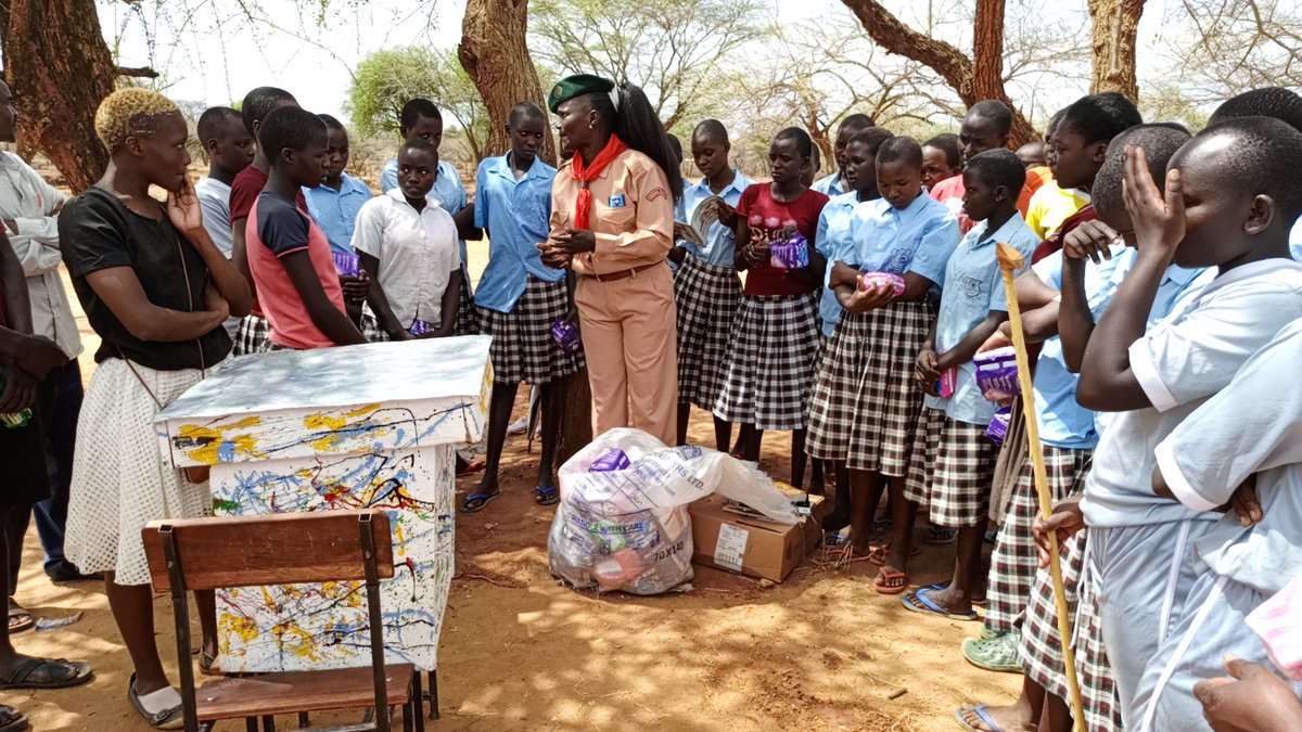 CMD_Africa1's tweet photo. We completed the #littletreelibrary launch @MiskwonySecondary School. Graced by the WestPokot County Commissioner Scouts, @PropoiGirls conducted scouts drills, @Pads4Education provided sanitary towels and books were donated.
@Pollinationproj
#LibraryManyatta
#EducationForAll https://t.co/UWriktgA7R