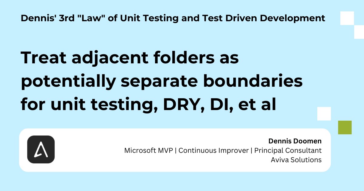 ddoomen's tweet image. Almost every developer will eventually need some way to organize their code files over a bunch of folders. And as I said before, I strongly believe you should NOT group code by technicalities. #unittesting #testdrivendevelopment #dry #solid #dependencyinjection