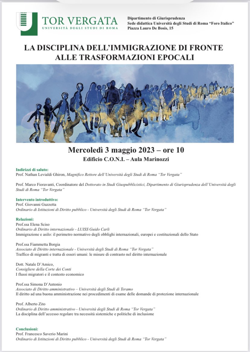 Per chi fosse intetessato. Mercoledì 3 maggio, ore 10. Università di Roma Tor Vergata, Sede didattica del foro italico.