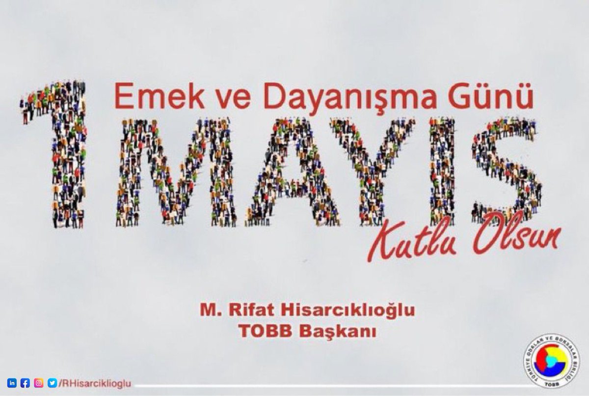 RHisarciklioglu's tweet photo. Akıl ve alın teri ile çalışarak, üreterek ülkemizin geleceğine katkı sağlayan bütün emekçi kardeşlerimizin #1Mayıs Emek ve Dayanışma Günü’nü kutluyorum. https://t.co/no77P22nvI