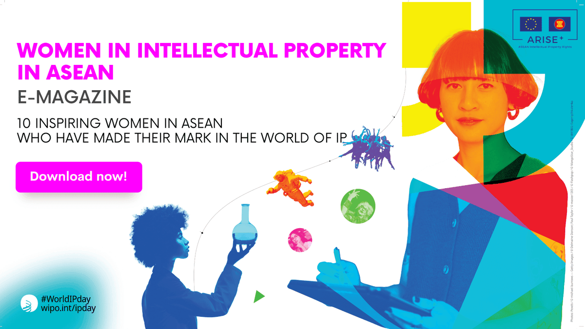 EUIPcooperation's tweet photo. Celebrating Women in #IntellectualProperty! Get inspired by 10 incredible stories of female #IP leaders in ASEAN โจ ๐๐ผ
Download and read the e-magazine here ๐๐ผhttps://t.co/s6E5BQbAMv
#ARISEplusIPR #WIPD2023 #worldipday
@IPOPHL @ipofficesg @djki_indonesia @dip_thailand @myipo https://t.co/7GVCRO5vSc