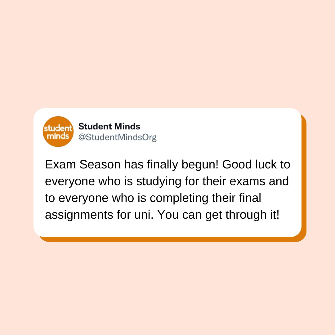 StudentMindsOrg's tweet photo. Good luck to everyone who has exams and assignments this month! https://t.co/NQJhjKe3ke