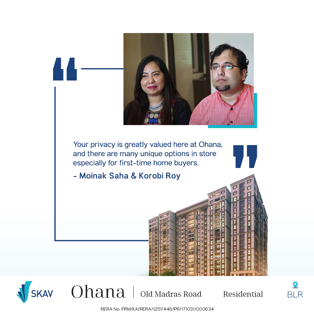 Moinak Saha & Korobi Roy from #TheOhanaFamily have made Bangalore their home since 2016. Exceptional customer service from SKAV Developers and personal attention from the senior management was what impressed them the most.
#CustomerSpeak #CustomerTestimonial #Ohana857