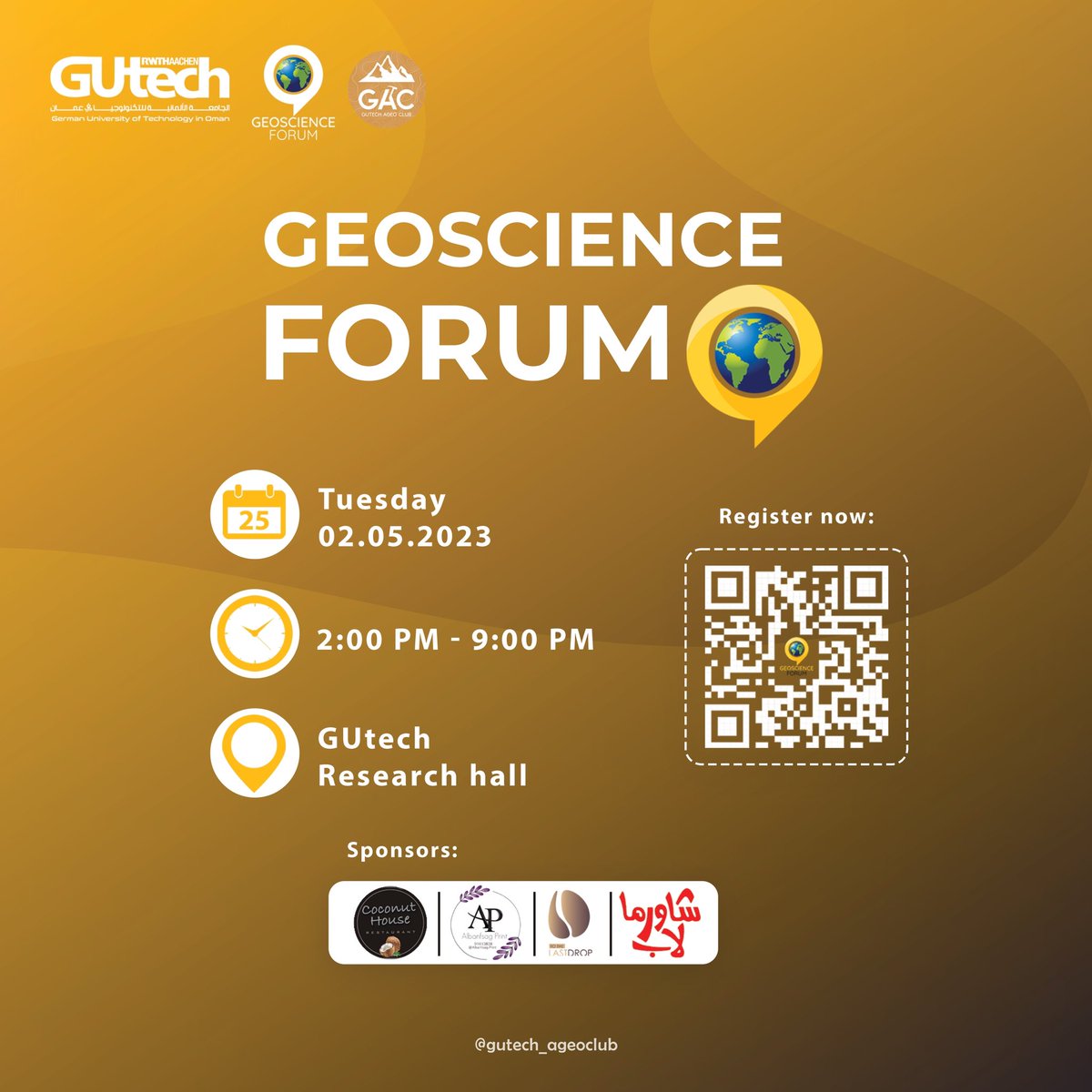 AGEO_Club's tweet photo. We are glad to invite you to attend the AGEO Club event at Gutech research hall on May 2nd from 2:00 PM to 9:00PM

We look forward to having you at this exciting event😍⭐️

Seats are limited🌏✨ https://t.co/88v107NXNh