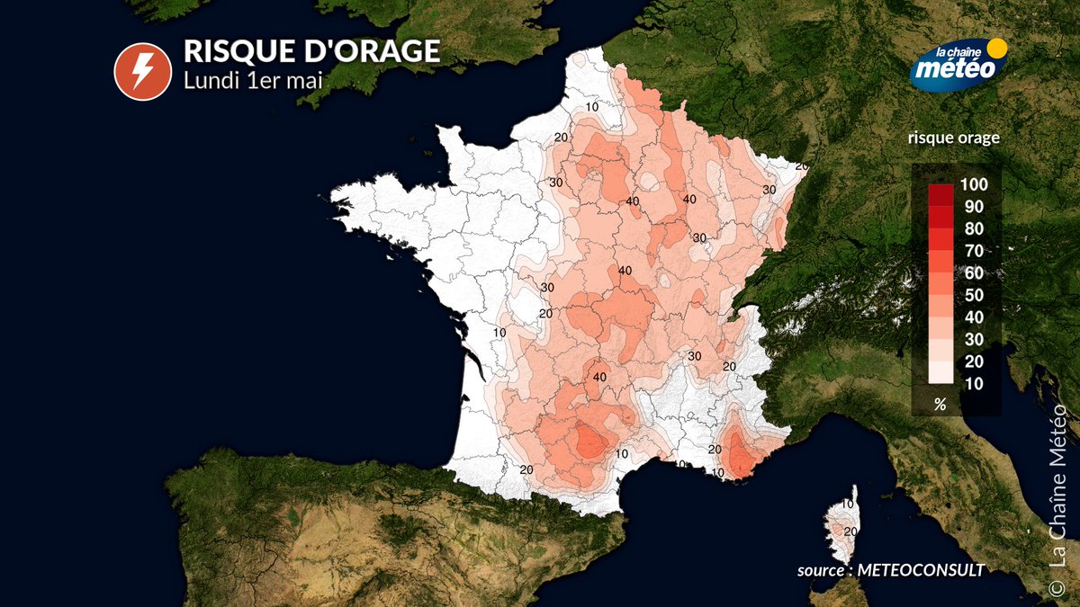 lachainemeteo's tweet image. Soyez vigilants cet après-midi en raison des averses  #orageuses qui peuvent vous surprendre sur une grande partie du pays.