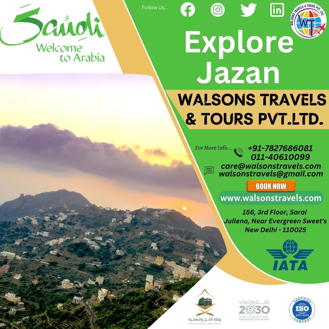 Walsonstravels's tweet photo. Jizan is a city in the southwestern region of Saudi Arabia, located near the border with Yemen. The city is known for its beautiful beaches, historic architecture, and diverse cultural heritage. J
#WalsonsTravels #Walsons #SaudiDMC #Saudi #package #VisitSaudi #India #jizan https://t.co/6Ou2mQtGRT