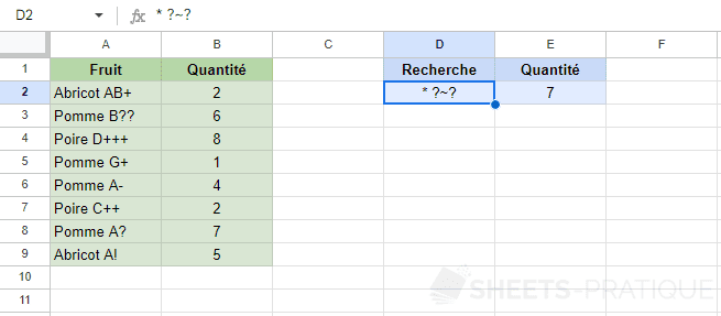 SheetsPratique's tweet photo. Les caractères génériques avec #GoogleSheets 🔍

https://t.co/Qw2Oqdfh5R

#sheets #wildcards https://t.co/P6HDON4dRg