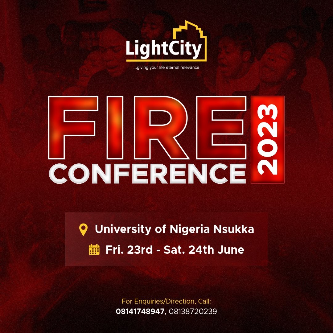 FIRE CONFERENCE 2023

One meeting 
Two days
4 sesions

We gather in the name of our Lord Jesus Christ

Under the RAIN of God’s Holy fire, power and glory 

With hearts catching the FIRE OF THE HOLY GHOST,

It’s a time, two days of…

Refreshings and Renewals
