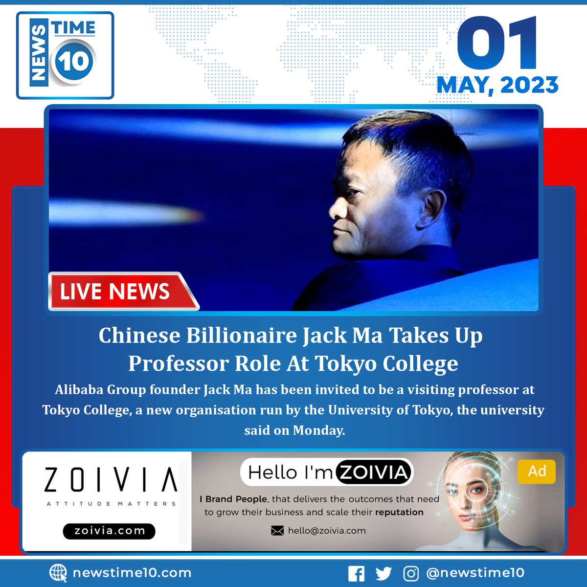 newstime_10's tweet photo. Chinese Billionaire Jack Ma Takes Up Professor Role At Tokyo College

Read more: https://t.co/S7dMfLTBpW

#newstime10 #news #livenews #nt10 #chinese #billionaire #professor #tokyocollege #alibabagroup #jackma #universityoftokyo #university #neworganisation #founderjack https://t.co/HCd8z1CwN3