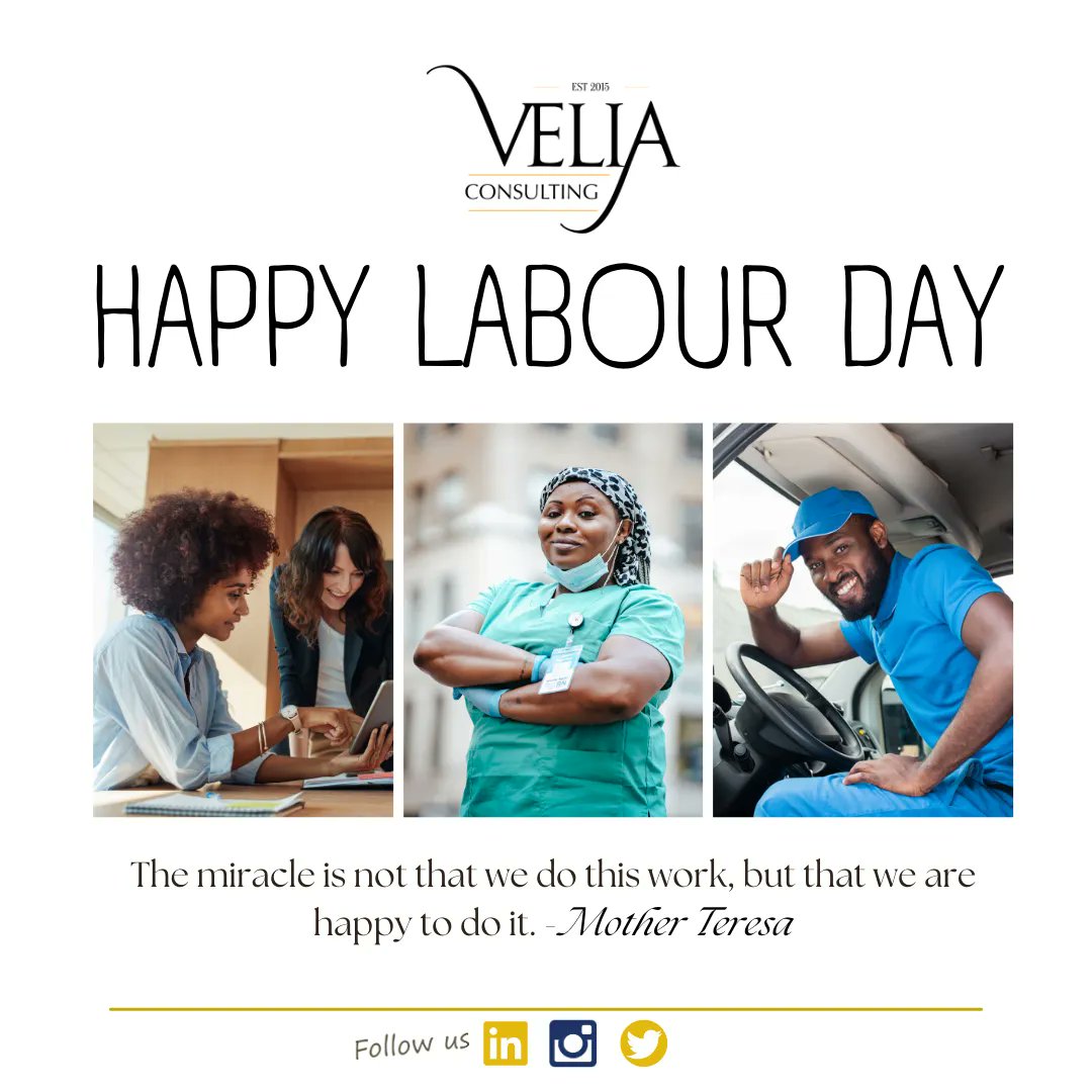 VeliaConsulting's tweet photo. Today we acknowledge all workers, in every role and every sector. Thank you for all that you do. 
Happy Labour Day! 
#workers 
#MayDay 
#labourday 
#doingourpart
#DoingBusinessinGhana
#VeliaConsulting https://t.co/ini2v92one
