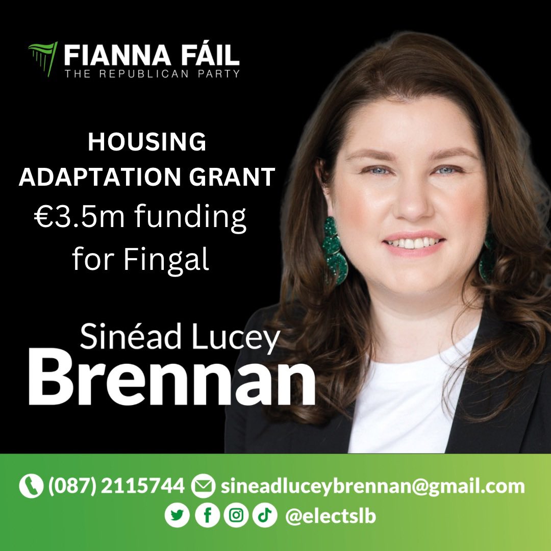 Delighted to see increased funding in 2023 for the Housing Adaptation Grant with over €3.5m funding allocated to Fingal County Council. This is good news for disabled and older people living in Balbriggan, Skerries, Balrothery, Loughshinny, and all the Balbriggan LEA.