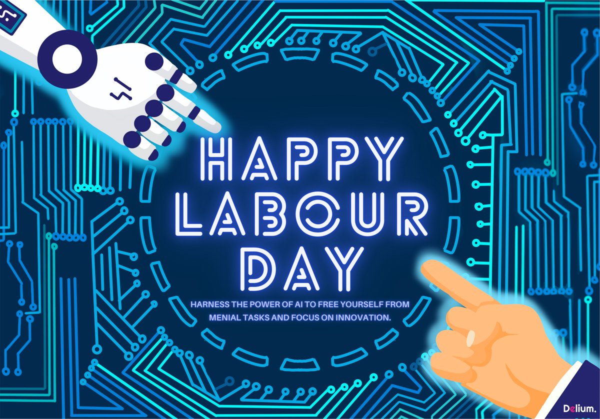 deliumtech's tweet photo. Happy Labour Day ! Let's celebrate the hardworking individuals who have helped build our world, and look forward to a future where AI can help us alleviate the burden of hard labor and make work safer and more productive for all. #LabourDay #AI #FutureOfWork https://t.co/2GmG6okkSn