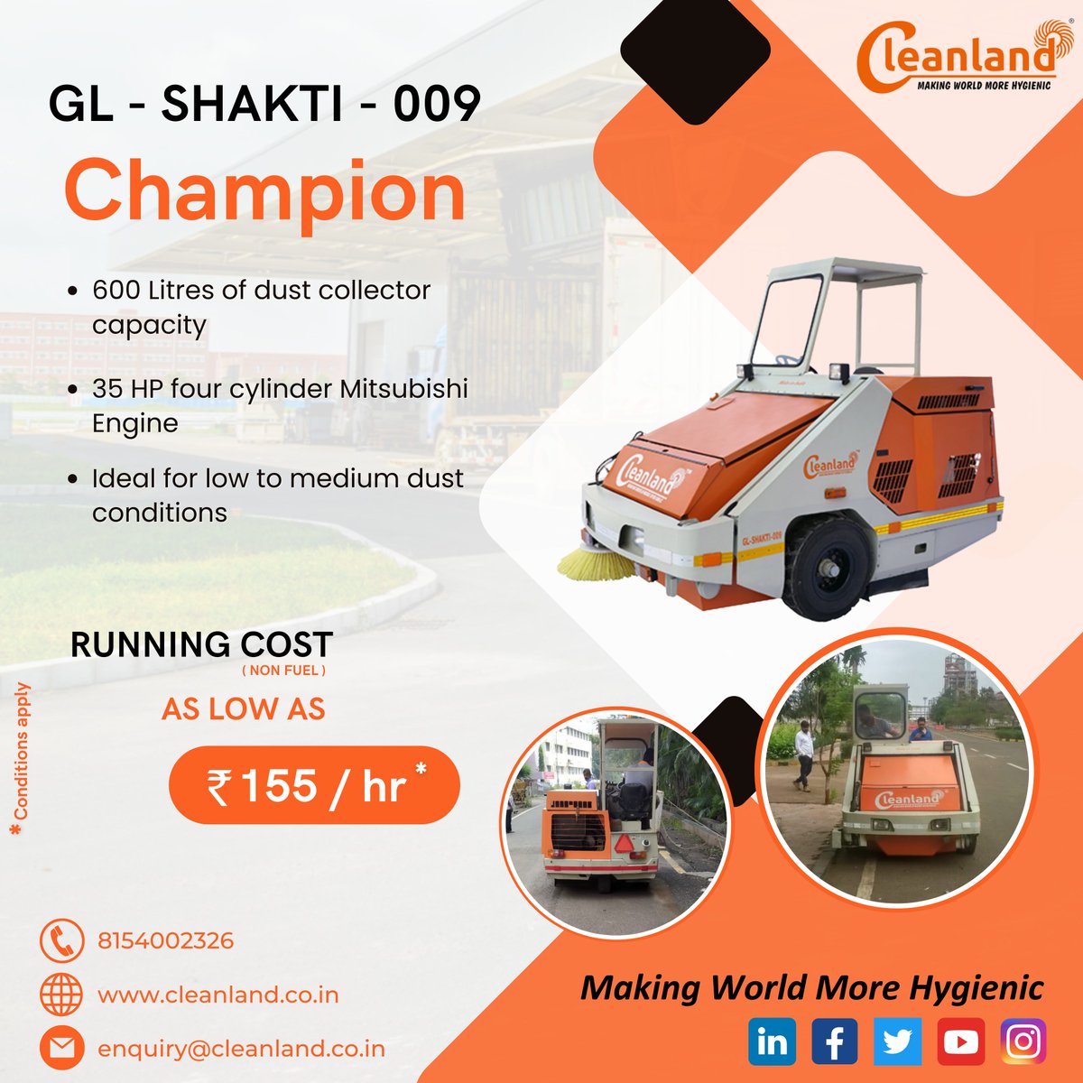 Are you looking for a #reliable cleaning solution for your #universitycampus, #gatedcommunity, or small closed premises? Our #rideonsweeper machines have you covered!

#roadsweeper #industrialcleaning #makeinindia #gatedcommunities #collegesanduniversities #infrastructure