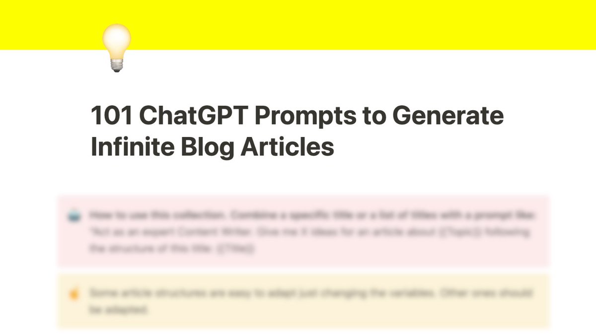 You can generate infinite ideas for your next articles using ChatGPT

so I listed 101 prompts (and more)
to generate your next blog post titles

and guess what... you can get it for FREE 

Just RT &amp; comment "ideas"
and I'll DM it to you

(must be following)