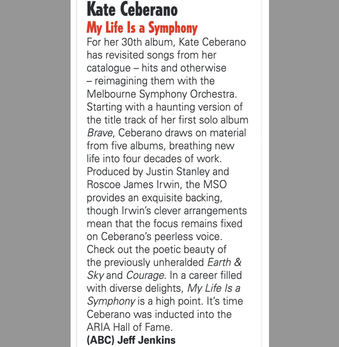 KateCeberano's tweet photo. 1st review lands ‼️ 🔔 this puts a big smile on my dial, thank you @JBHiFi @STACKmag 

ORDER NOW https://t.co/wrcHsCDncG

#mylifeisasymphony #mothersday #newmusic @MelbSymphony @ABCmusic https://t.co/dFNeLFZLWt