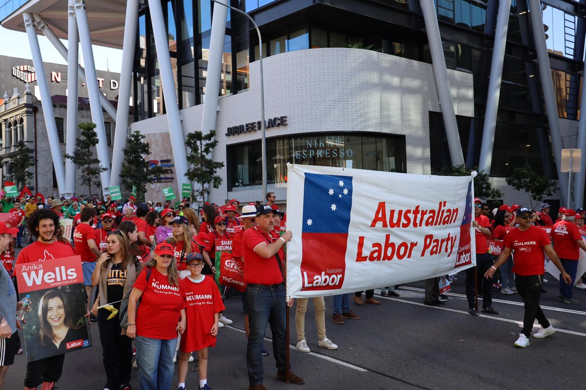 CrJaredCassidy's tweet photo. Another inspiring Labour Day march in Brisbane, walking shoulder to shoulder with the mighty union movement. https://t.co/MPcB3AzRfC