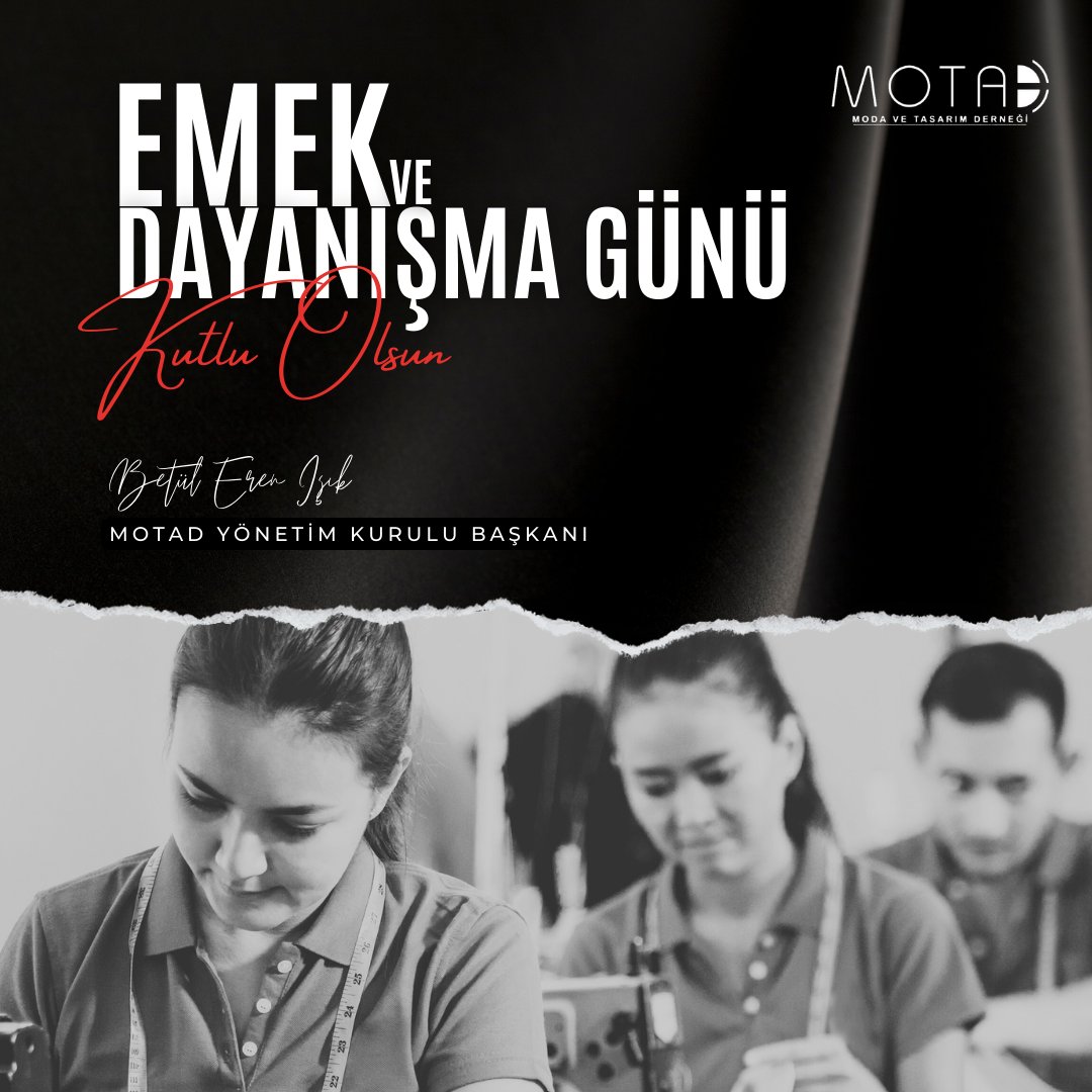 MotadTr's tweet photo. Dayanışmanın, iyiliğin, birliğin ve güzelliğin birleştiği 1 Mayıs’ta, moda sektörünü inşa eden, emek ve alın teriyle hayalleri gerçekleştiren fikir, tasarım ve emek işçilerimizin Emek ve Dayanışma Günü kutlu olsun.
#1mayıs #emekvedayanışmagünü #MOTAD https://t.co/DbFXPkiEBn