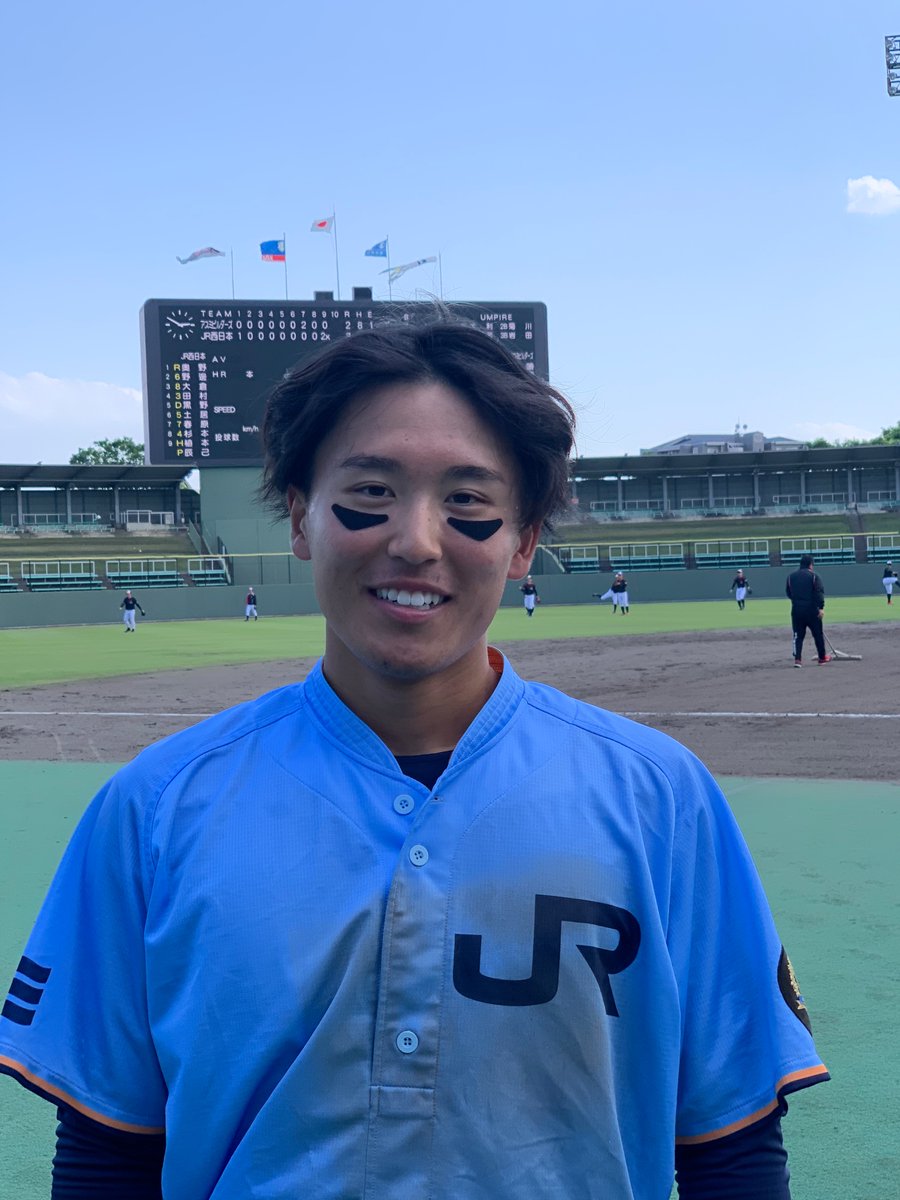 JRWEST_Baseball's tweet photo. 【第75回JABAベーブルース杯争奪全国社会人野球大会 結果】
JR西日本 3 vs 2 アスミビルターズ

【次戦　第75回JABAベーブルース杯争奪全国社会人野球大会】
5月2日（火）vs 西濃運輸
13:30試合開始予定
@大垣北公園野球場

写真はサヨナラ2点タイムリーを打った野邊選手 https://t.co/zcFo85EWV6