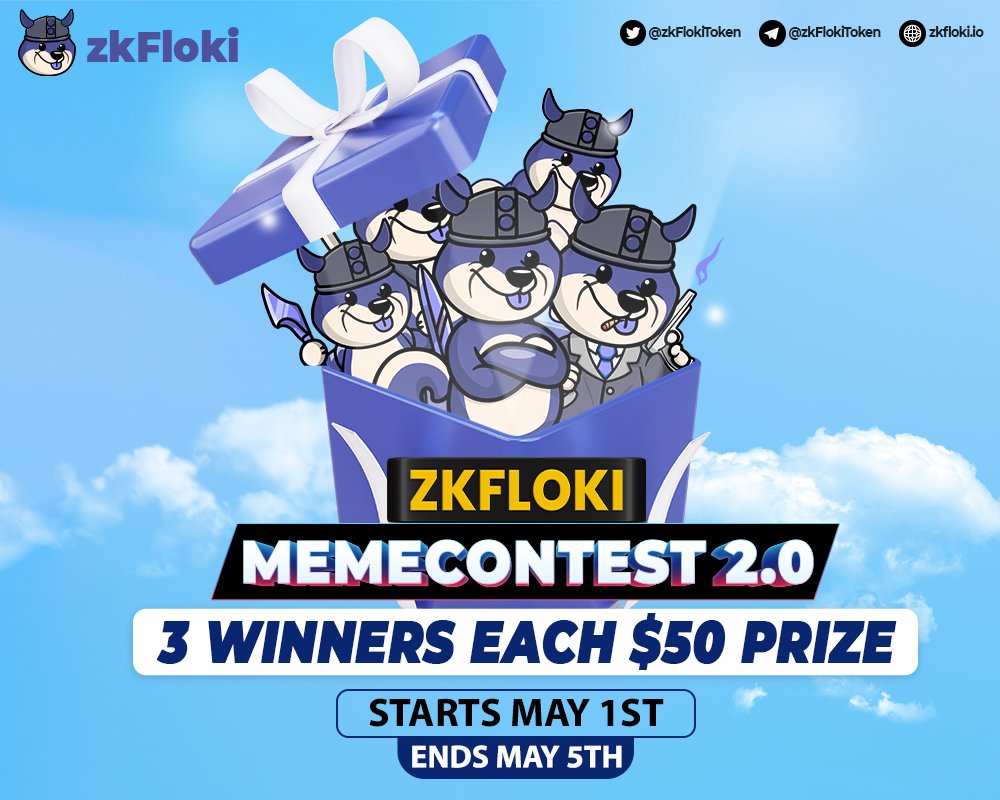 ☕️💜 GM #zkFloki warriors

🎉🎲#zkFloki #MemeContest  2.0

🏆💰 the best 3 memes win $50 each

-Follow <a href="/zkFlokiToken/">zkFloki</a> 
-Create the best #zkFloki meme (graphics only)
-Quote this tweet with your meme and tag 3 friends
-Use tags #zkFloki $ZFLOKI #MemeContest2 #zkSync

⏳Ends may 5th