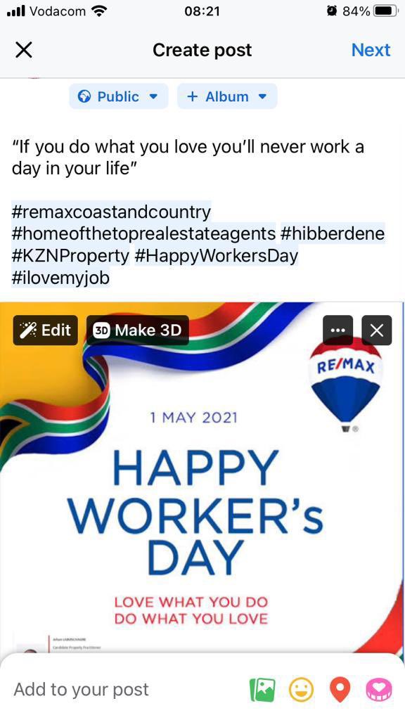 johansplaybook's tweet photo. “If you do what you love you’ll never work a day in your life”

#remaxcoastandcountry #homeofthetoprealestateagents #hibberdene #KZNProperty #HappyWorkersDay #ilovemyjob https://t.co/8o1d6CF6m8