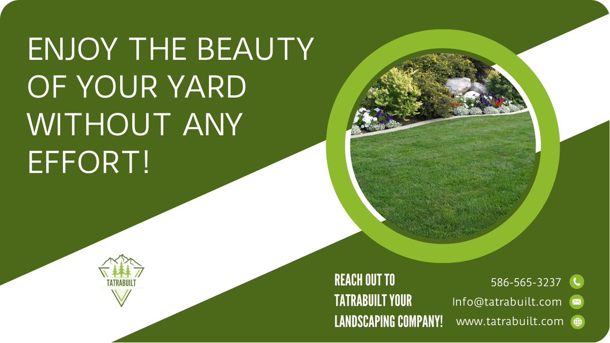 tatrabuiltllc's tweet photo. Sit back and enjoy the beauty of your yard without any effort with Tatrabuilt.Reach out to Tatrabuilt your landscaping company!🌳🚚
#LandscapingIdeas #landscapingcompany #landscapingequipment #landscapingdesigns #planting #Tatrabuiltllc https://t.co/ZG2phqDY49