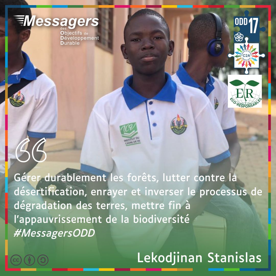 #MessagersODD
👏 à <a href="/Stanislas_2005/">Stanislas</a> pour ses propositions de lutte contre la perte totale de l'intégrité naturelle de la Terre. 💚
Ensemble,  préservons notre Terre 

<a href="/SosBiodiversity/">SOS Biodiversity</a> <a href="/oddtvlive/">ODD TV</a> <a href="/AYO_OFFICIEL/">African Youth Organization</a> <a href="/GreenpeaceAfrik/">Greenpeace Afrique</a> <a href="/Citoyens2Anneau/">Citoyens de l’Anneau #ODD - @c2a@piaille.fr</a> <a href="/PNUDBenin/">PNUD Bénin</a> <a href="/gouvbenin/">Gouvernement du Bénin 🇧🇯</a> <a href="/npuclubs/">NPU Club Bénin - F4F</a>