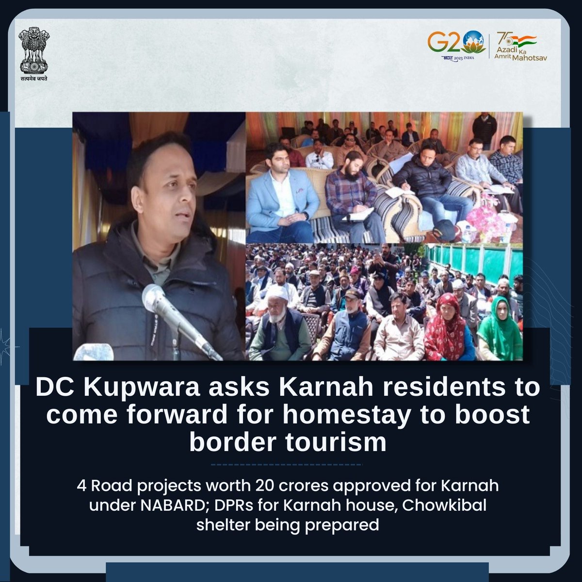 infokupwara's tweet image. #ProgressingJK

DC Kupwara asks Karnah residents to come forward for homestay to boost border tourism
4 Road projects worth Rs 20 Cr approved for Karnah under NABARD
@diprjk