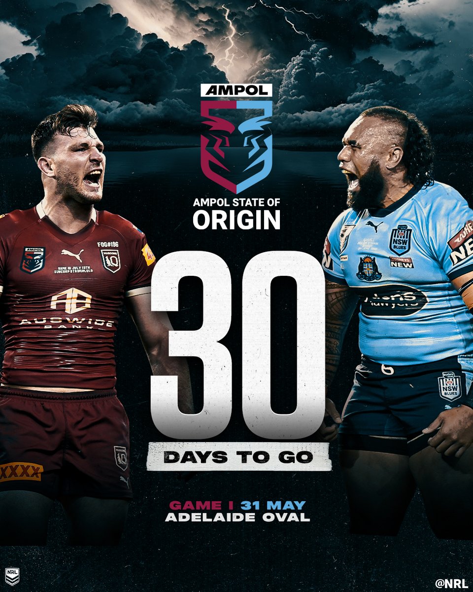 NRL's tweet photo. Just 30 days to go! 😤

#Origin https://t.co/UMUq8Sj9Co