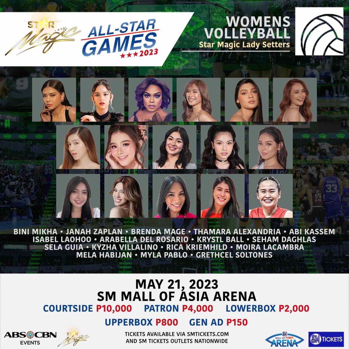 starhuntabscbn's tweet photo. Cheer for the whole Star Magic Lady Setters as they give us some electrifying volleyball action!

Catch the game on the hard court LIVE on May 21 at the SM Mall of Asia Arena. 

Buy your tickets now!
🔗: https://t.co/UBW7gV24j9

#StarMagicAllStarGames2023
#StarMagic
#ABSCBNEvents https://t.co/6GIzM560JY