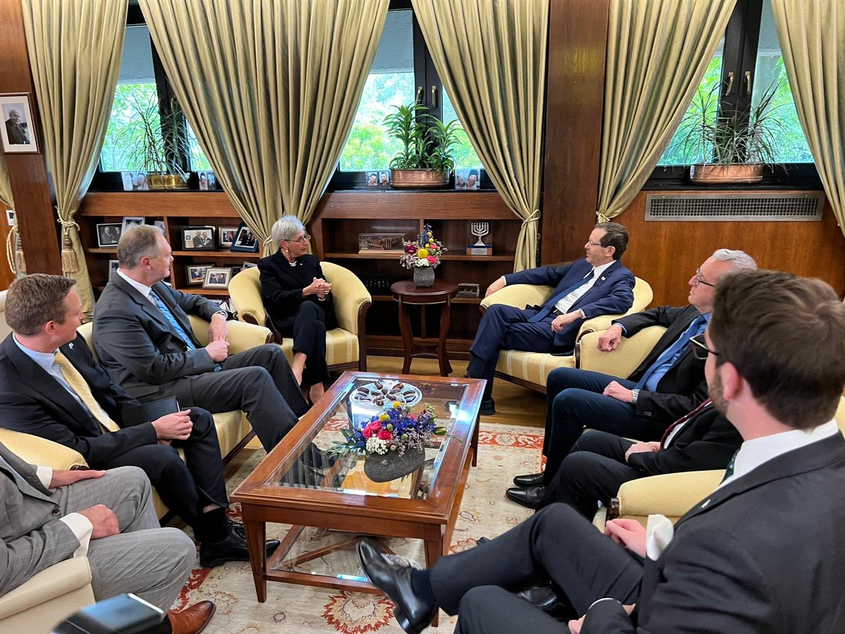 VicGovernor's tweet photo. This afternoon, meeting with His Excellency Isaac Herzog, President of Israel, affirming the strong and enduring relationship between Victoria and the State of Israel. @Isaac_Herzog @Global_Vic @IsraelinOZ ⁦@AusAmbIsrael⁩ https://t.co/EEY7eIgi2y