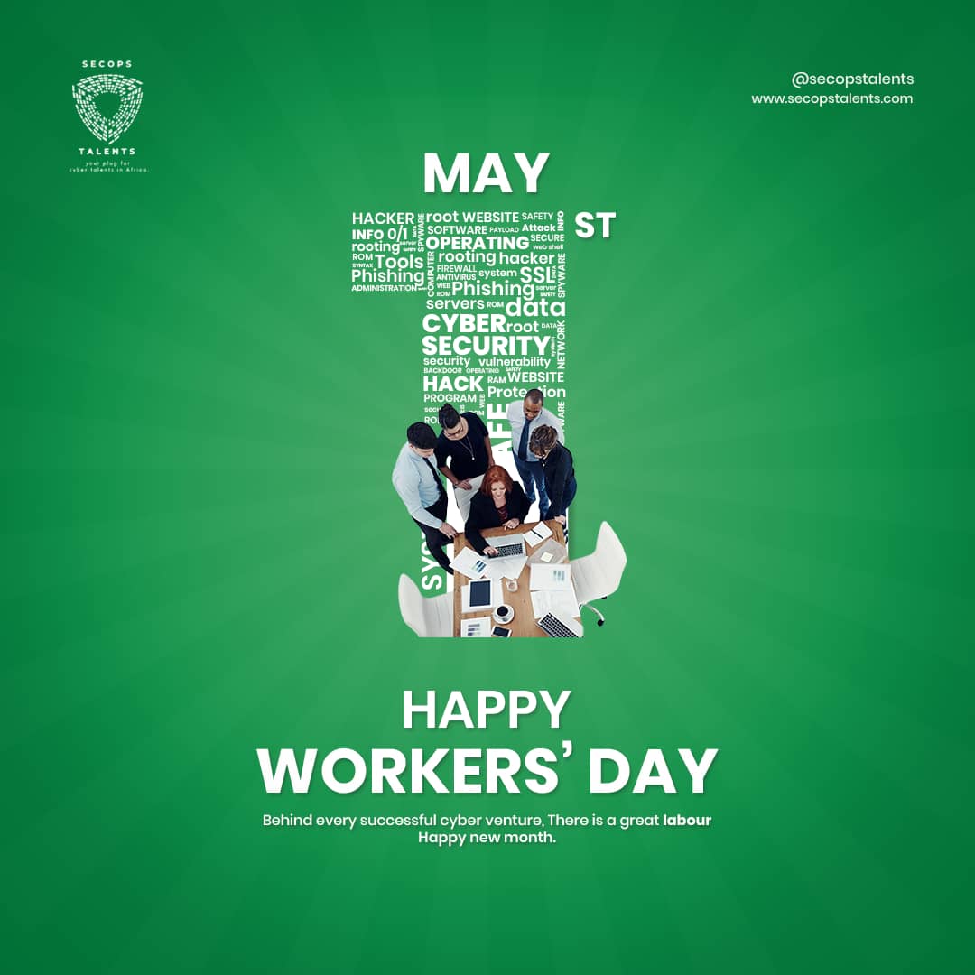 secopstalents's tweet photo. Happy Workers' Day to all the hardworking individuals, who help contribute to the building of a better tomorrow 🙌🏽. Your dedicated efforts are truly admired!🥂
Happy New Month also 😉
#secopstalents #bootcamp2_0 #happynewmonth #workersday #may1st https://t.co/88jut3D9IA