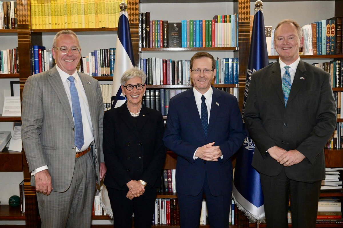 VicGovernor's tweet photo. This afternoon, meeting with His Excellency Isaac Herzog, President of Israel, affirming the strong and enduring relationship between Victoria and the State of Israel. @Isaac_Herzog @Global_Vic @IsraelinOZ ⁦@AusAmbIsrael⁩ https://t.co/EEY7eIgi2y