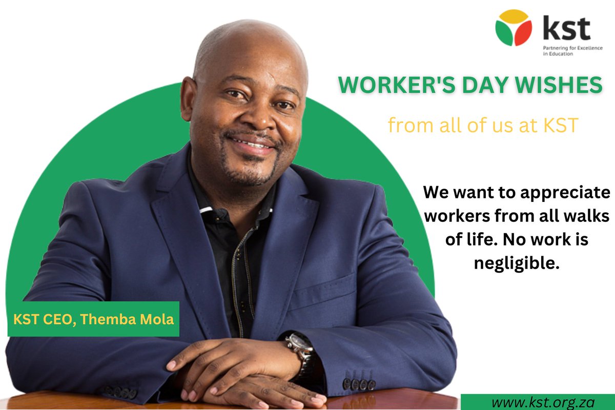 KST_DWSD's tweet photo. #WorkersDay | From all of us at #KST we want to appreciate workers from all walks of life. No work is negligible. @FSDeptEducation @DBE_SA @CAPSMediaSA
#PartneringforExcellenceinEducation
#KSTDWSD https://t.co/aTSyacdAeV