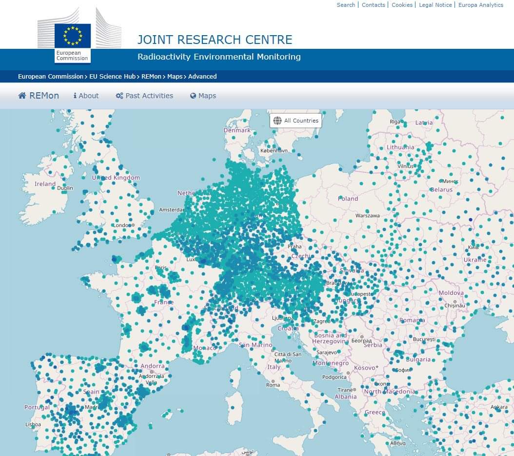 Petit clin d'œil aux #antinucléaires grands amis des "#éoliennes et de l'#écologie à l'allemande, voici la carte de la radioactivité en Europe: